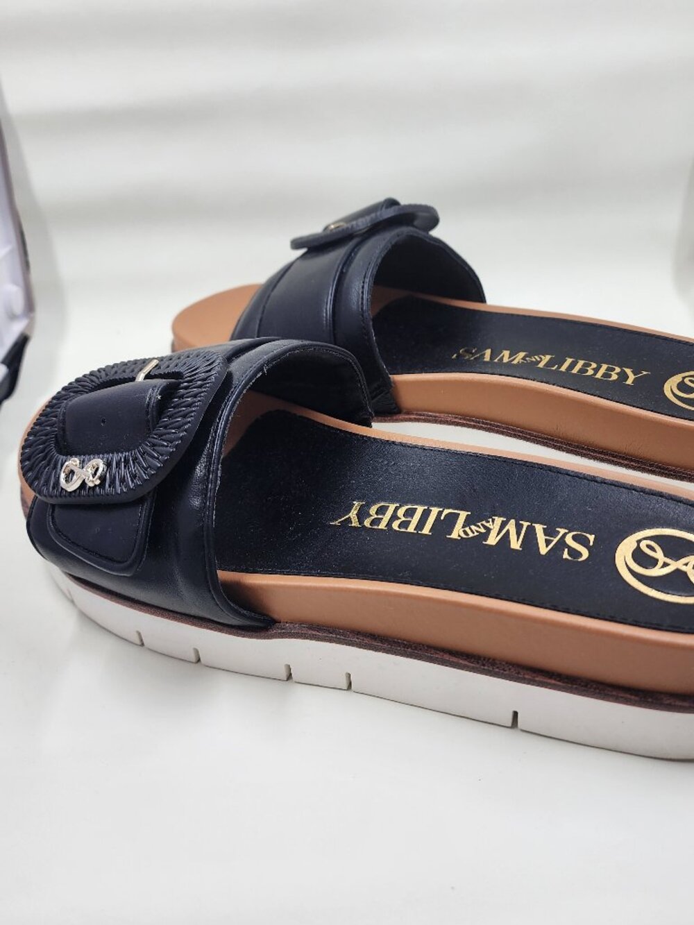 Sam & Libby Platform Slides Black Women's Size 8